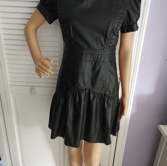 Zara black faux leather ruffled mini - Picture 7 of 9
